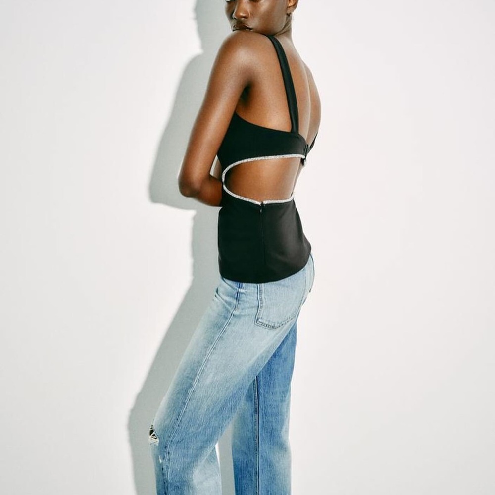 Zara Black Tank Top with Silver Accents